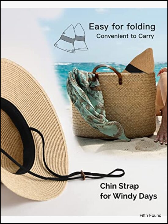 Women\'s Foldable Straw Sun Hat UPF 80+ UV Protection Adjustable Travel Beach main image 4